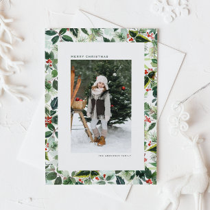 Cartes Pour Fêtes Annuelles Aquarelle Variée Winterberry Photo Noël