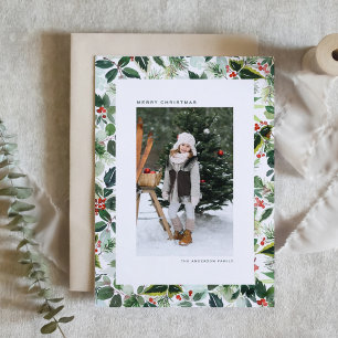 Cartes Pour Fêtes Annuelles Aquarelle Variée Winterberry Photo Noël