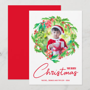 Cartes Pour Fêtes Annuelles Aquarelle Verdure et baies Photo de Noël