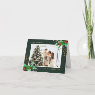 Cartes Pour Fêtes Annuelles Aquarelle verte Fruits creux Photo Noël