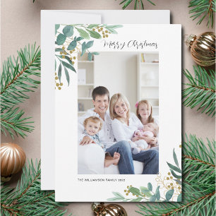 Cartes Pour Fêtes Annuelles Aquarelle verte Joyeux Noël Photo