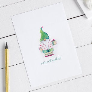 Cartes Pour Fêtes Annuelles Aquarelle verte mignonne Gnome de Noël