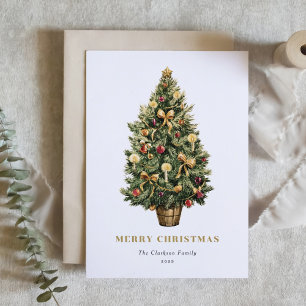 Cartes Pour Fêtes Annuelles Aquarelle Vintage Noël Arbre Joyeux Noël