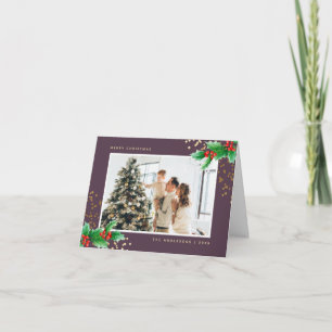 Cartes Pour Fêtes Annuelles Aquarelle violette Fruits creux Photo Noël