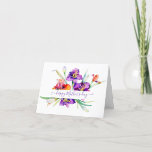 Cartes Pour Fêtes Annuelles Aquarelle violette Iris personnalisée