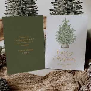 Cartes Pour Fêtes Annuelles Aquarelle Whimsical Gold Tree Joyeux Noël
