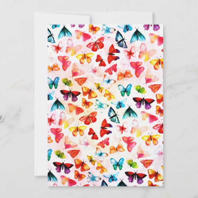Cartes Pour Fêtes Annuelles Aquarelle Whimsical Rainbow Forest Butterfly (Devant)