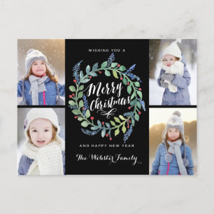 Cartes Pour Fêtes Annuelles Aquarelle Wire 4 Photo Noël Noir