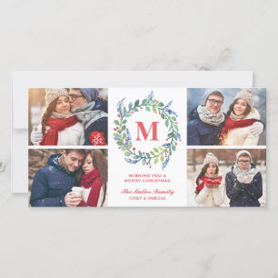 Cartes Pour Fêtes Annuelles Aquarelle Wirlande Monogramme 4 Vacances photo
