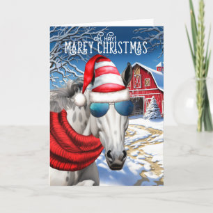 Cartes Pour Fêtes Annuelles Arabian Dappy Grey Horse Funny MAREy Christmas