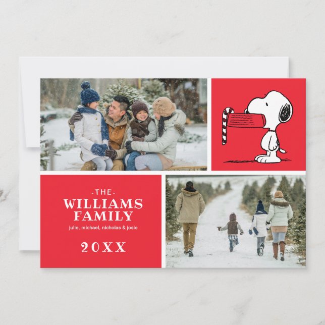 Cartes Pour Fêtes Annuelles Arachides Noël Snoopy Famille Photo Collage (Devant)