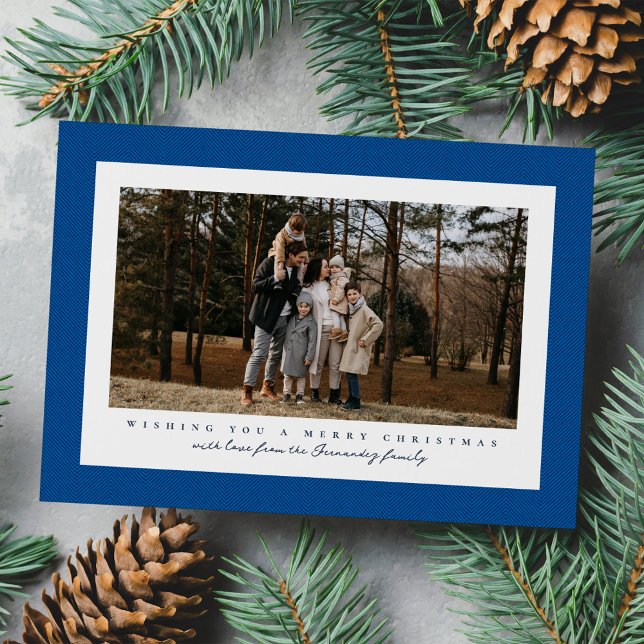 Cartes Pour Fêtes Annuelles Araignée classique cadre tweeté simple photo bleue (Créateur téléchargé)