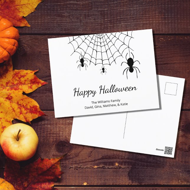 Cartes Pour Fêtes Annuelles Araignées gothiques Noir Blanc Joyeux Halloween (Créateur téléchargé)