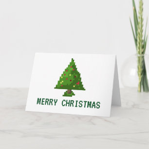 Cartes Pour Fêtes Annuelles arbre à 8 bits de vacances de Noël de pixel de