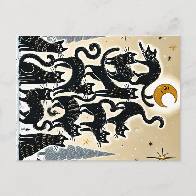 Cartes Pour Fêtes Annuelles Arbre à Chat de Fêtes (Devant)