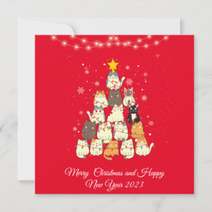 Cartes Pour Fêtes Annuelles Arbre à chat drôle de Noël 
