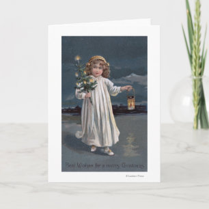 Cartes Pour Fêtes Annuelles Arbre à ferrures et lanterne