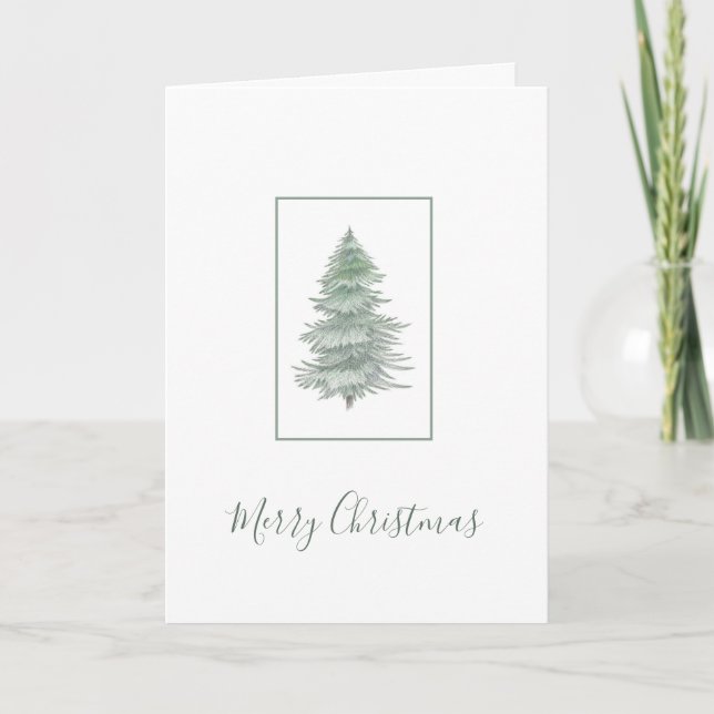 Cartes Pour Fêtes Annuelles Arbre À feuillage persistant dessiné à la main (Devant)