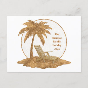 Cartes Pour Fêtes Annuelles Arbre à palmier Gold Parties scintillant avec text