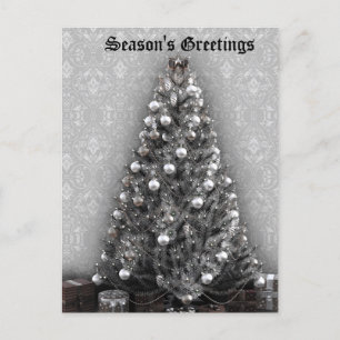 Cartes Pour Fêtes Annuelles Arbre argenté élégant avec présent Yule de Noël