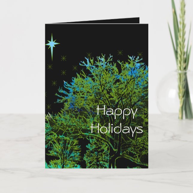 Cartes Pour Fêtes Annuelles Arbre blues (Devant)