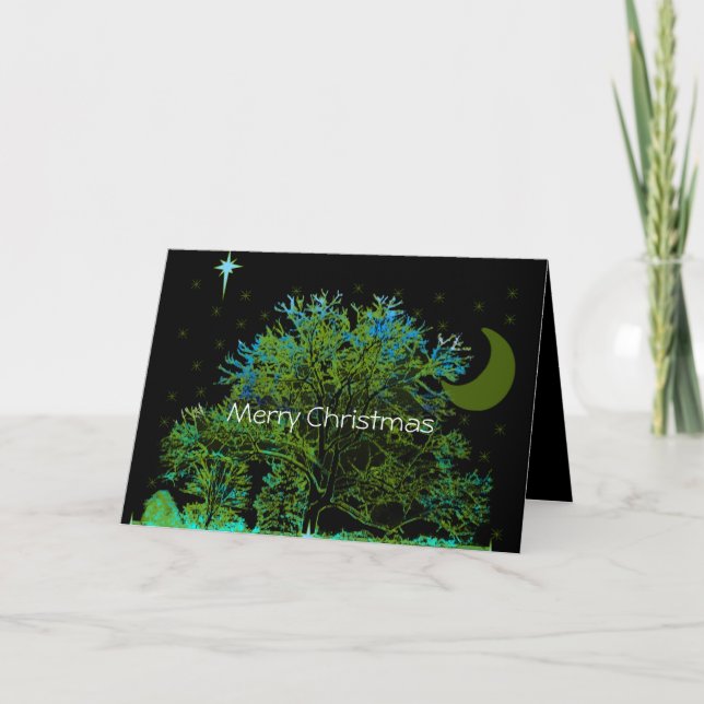 Cartes Pour Fêtes Annuelles Arbre blues (Devant)