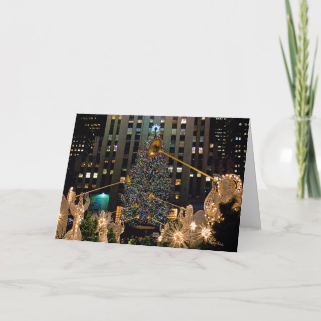Cartes Pour Fêtes Annuelles Arbre central et anges de Rockefeller (Devant)