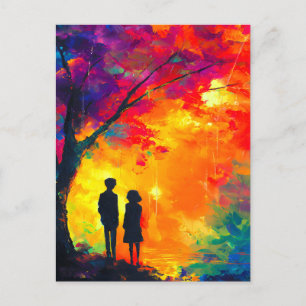 Cartes Pour Fêtes Annuelles Arbre Coloré de l'Amour