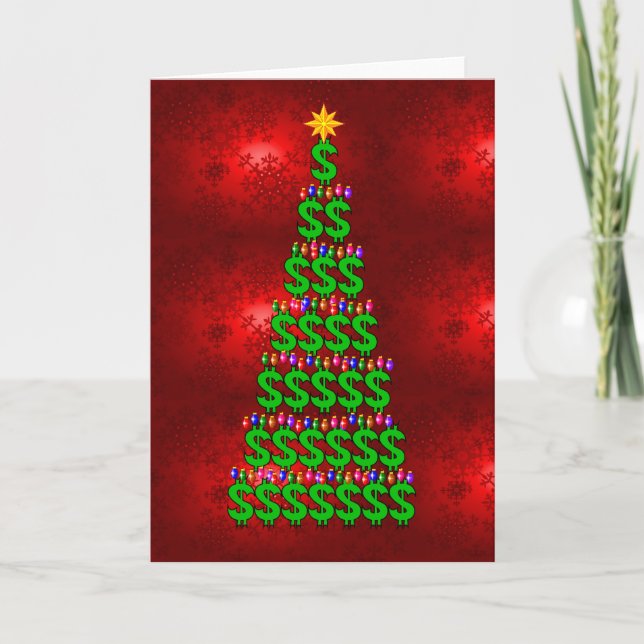 Cartes Pour Fêtes Annuelles Arbre d'argent de Noël (Devant)