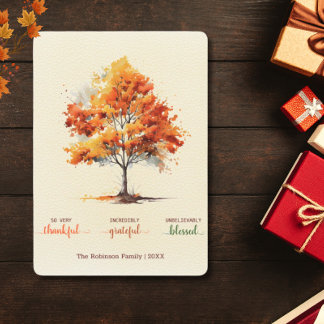 Cartes Pour Fêtes Annuelles Arbre d'automne Joyeux Thanksgiving Bénis