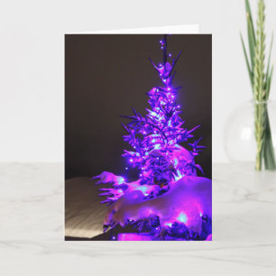 Cartes Pour Fêtes Annuelles Arbre de Carte-Noël de salutation dans la violette