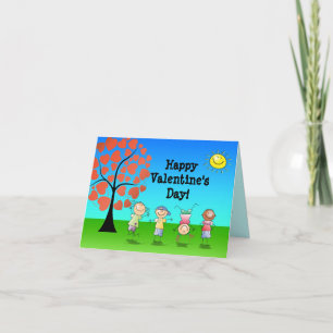Cartes Pour Fêtes Annuelles Arbre de coeur avec le jour de Valentines
