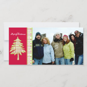 Cartes Pour Fêtes Annuelles Arbre de framboise Plaid & Flocon de neige Joyeux 