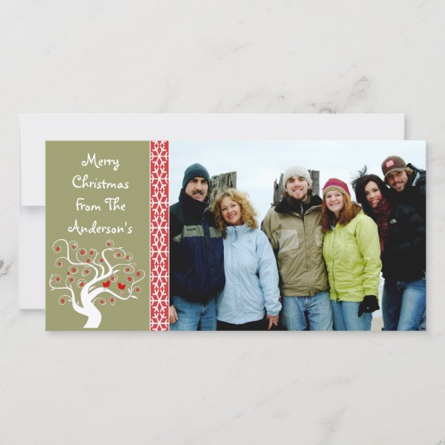 Cartes Pour Fêtes Annuelles Arbre de framboise Plaid & Flocon de neige Joyeux  (Devant)