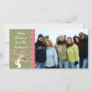 Cartes Pour Fêtes Annuelles Arbre de framboise Plaid & Flocon de neige Joyeux