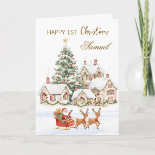 Cartes Pour Fêtes Annuelles Arbre de Noël 1er de bébé Santa Rénnes