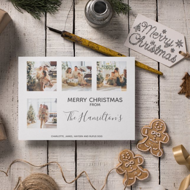 Cartes Pour Fêtes Annuelles Arbre de Noël 4 photo personnalisée (Créateur téléchargé)