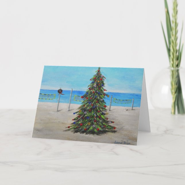 Cartes Pour Fêtes Annuelles Arbre de Noël à la plage (Devant)