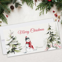Arbre de Noël à l'aquarelle Bonhomme de neige Écha