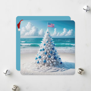 Cartes Pour Fêtes Annuelles Arbre de Noël américain sur la plage