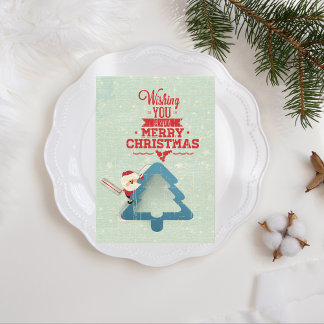 Cartes Pour Fêtes Annuelles Arbre de Noël Aqua Blue Santa Claus