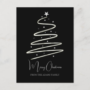 Cartes Pour Fêtes Annuelles Arbre de Noël argent élégant minimaliste coutume