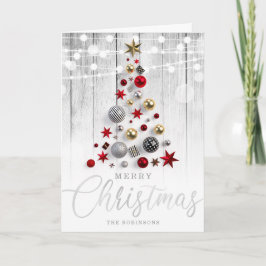 Cartes Pour Fêtes Annuelles Arbre de Noël argenté rustique élégant