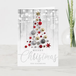 Cartes Pour Fêtes Annuelles Arbre de Noël argenté rustique élégant