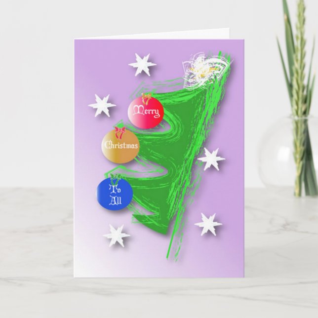 Cartes Pour Fêtes Annuelles Arbre de Noël artistique (Devant)