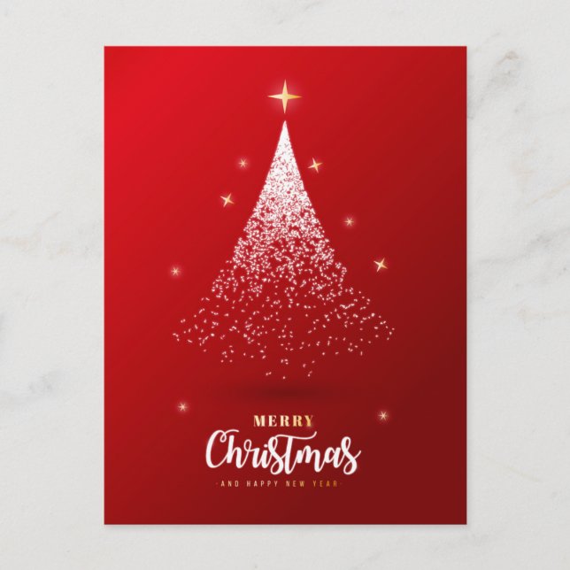 Cartes Pour Fêtes Annuelles Arbre de Noël avec Arrière - plan rouge (Devant)