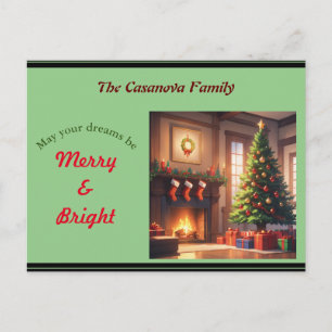 Cartes Pour Fêtes Annuelles Arbre de Noël avec cadeaux et cheminée