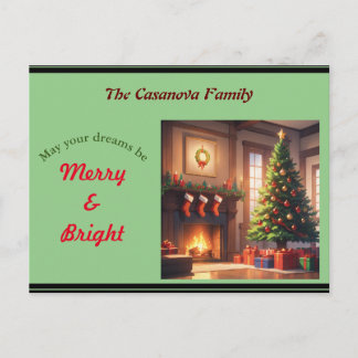 Cartes Pour Fêtes Annuelles Arbre de Noël avec cadeaux et cheminée