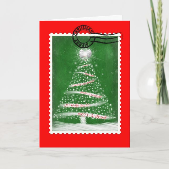 Cartes Pour Fêtes Annuelles Arbre de Noël avec marque postale (Devant)