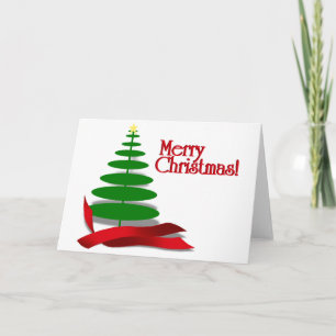Cartes Pour Fêtes Annuelles Arbre de Noël avec ruban rouge